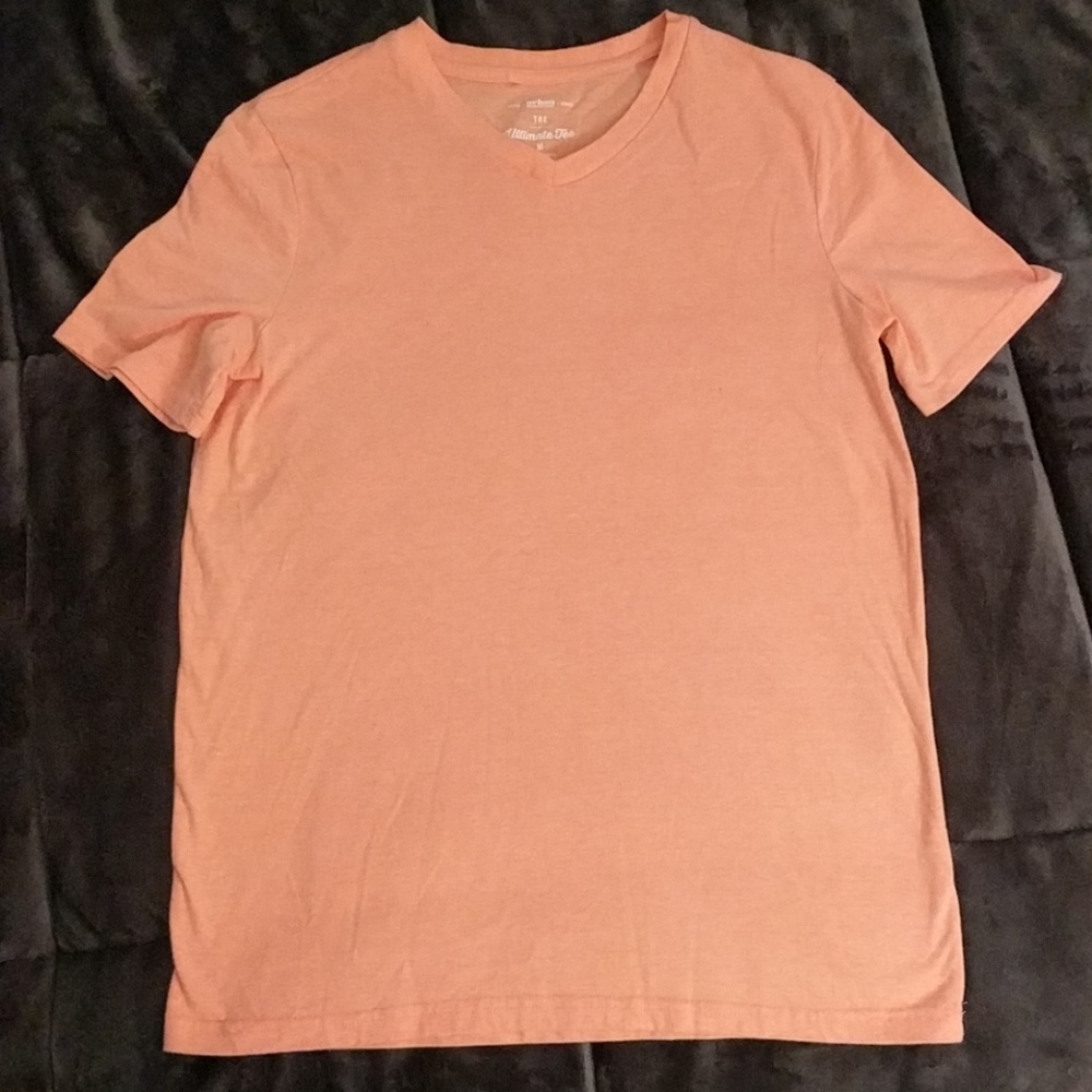 Peach men's v-neck t-shirt.